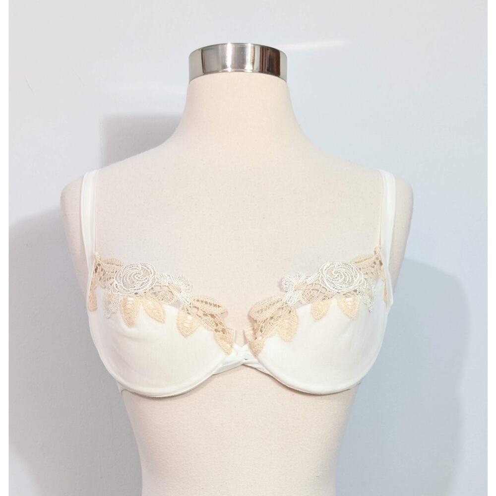 La Perla Gold Label Cream Bra with Cream/Bone Floral Embroidery